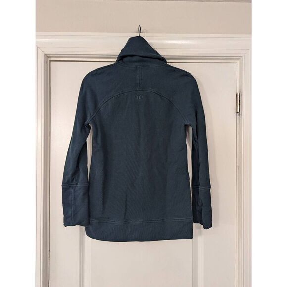Lululemon Sweatshirt women's size 2 dark teal turtleneck cowl neck pockets - Picture 5 of 7